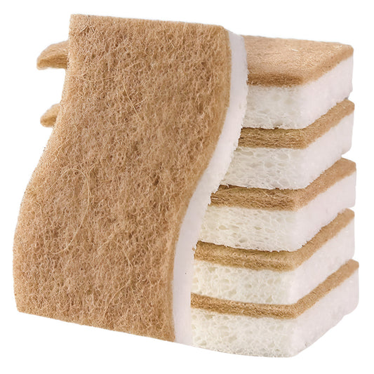 Kohana Coconut Fiber & Wood Pulp Dish Sponge, Natural Kitchen Scrub Sponges (1-Pack)