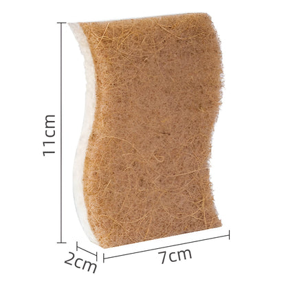 Kohana Coconut Fiber & Wood Pulp Dish Sponge, Natural Kitchen Scrub Sponges (1-Pack)