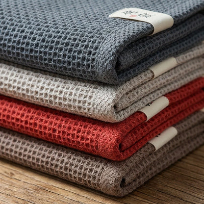 Kohana Sakura Waffle Weave Cotton Kitchen Towels, Japanese-Style Dish Cloths (4-Pack)