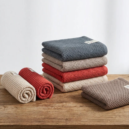 Kohana Sakura Waffle Weave Cotton Kitchen Towels, Japanese-Style Dish Cloths (4-Pack)
